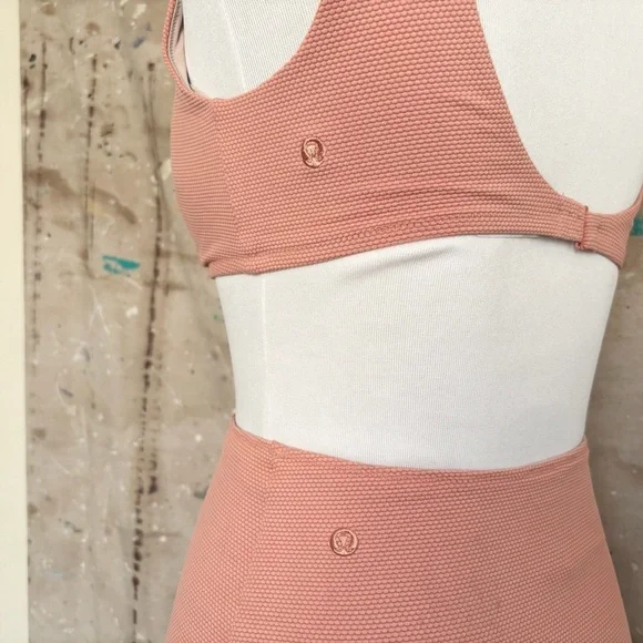 Lululemon Honeycomb Dip Square Swim Bikini Set, Pink Savannah - Picture 5 of 6